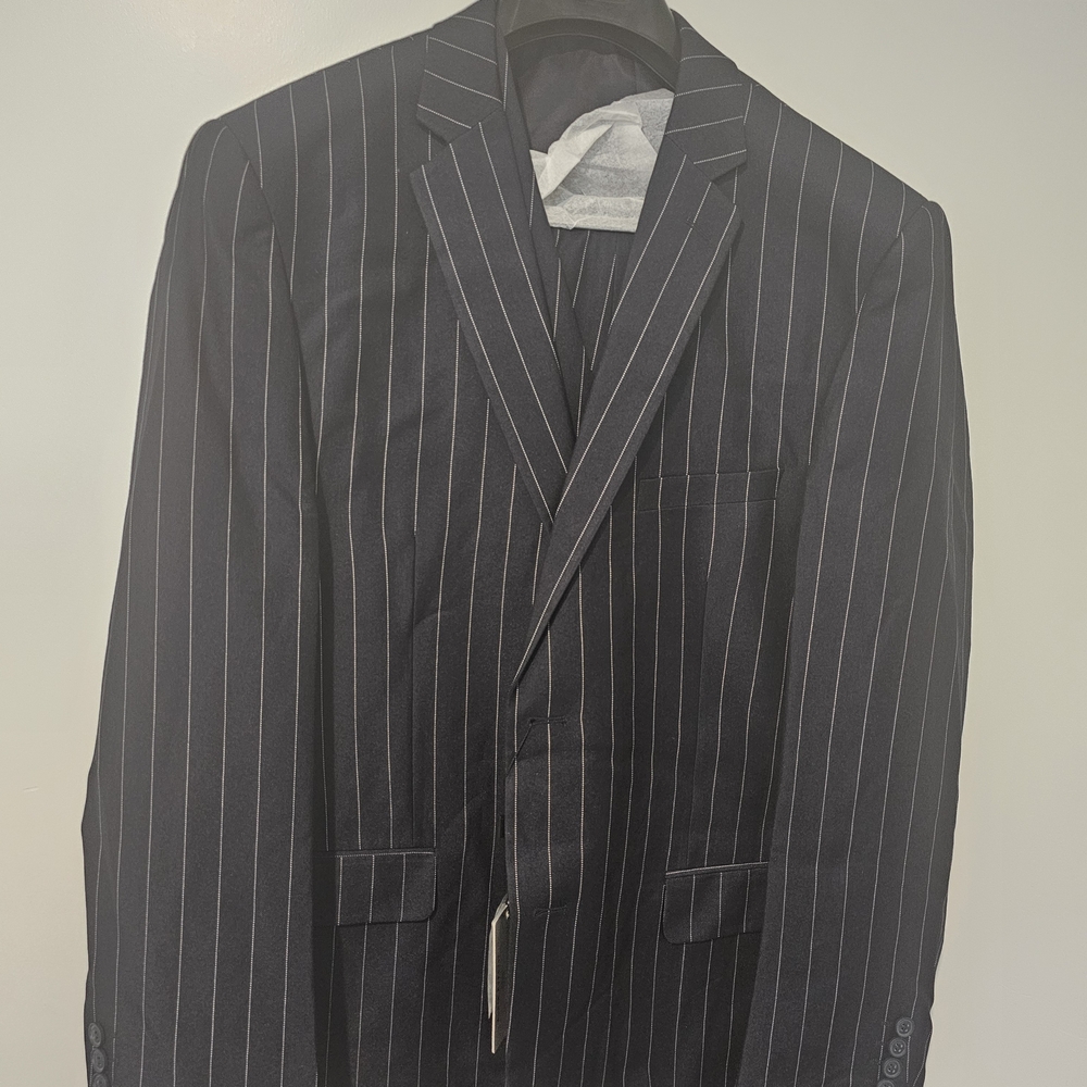 Men's Black Pinstripe Blazer